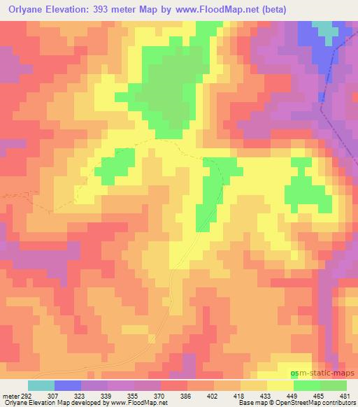 Orlyane,Bulgaria Elevation Map