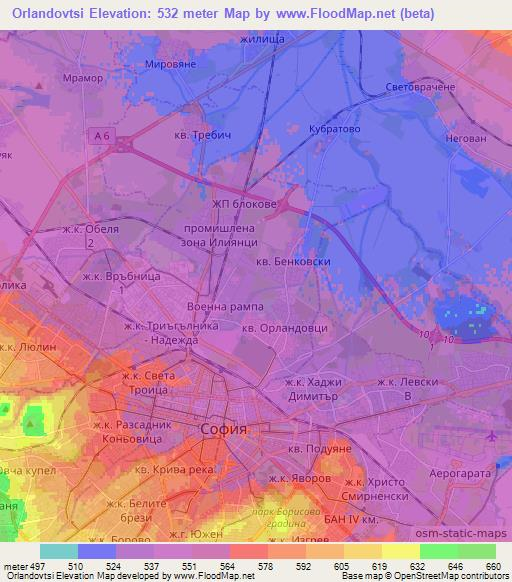 Orlandovtsi,Bulgaria Elevation Map