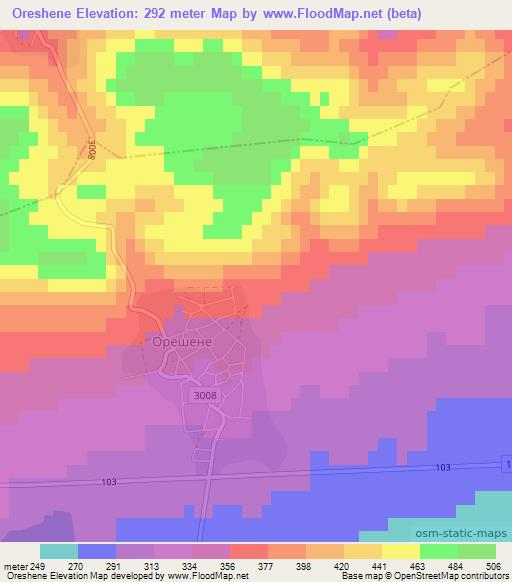 Oreshene,Bulgaria Elevation Map