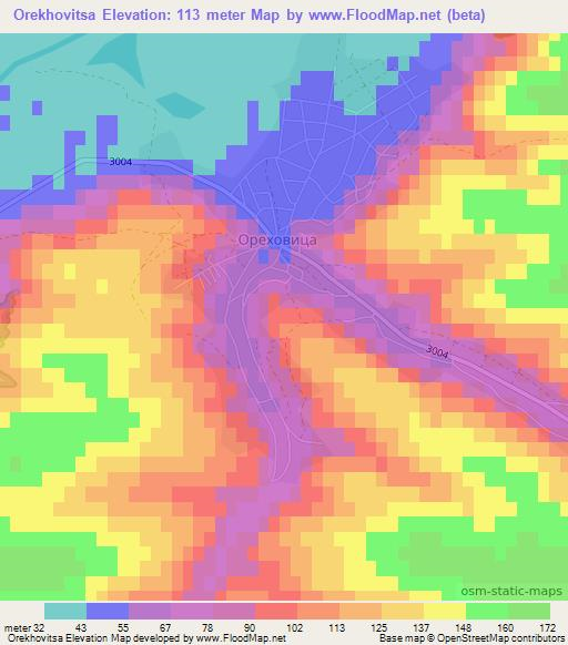 Orekhovitsa,Bulgaria Elevation Map