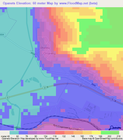 Opanets,Bulgaria Elevation Map