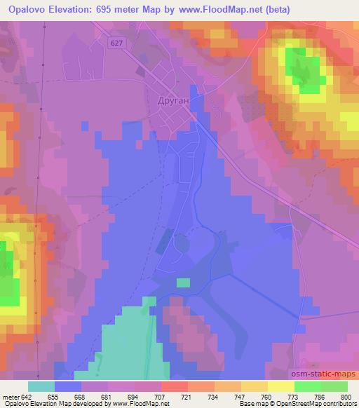 Opalovo,Bulgaria Elevation Map