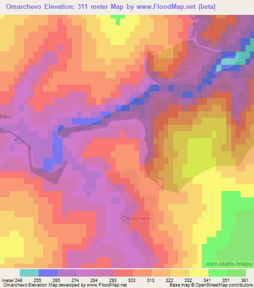 Omarchevo,Bulgaria Elevation Map