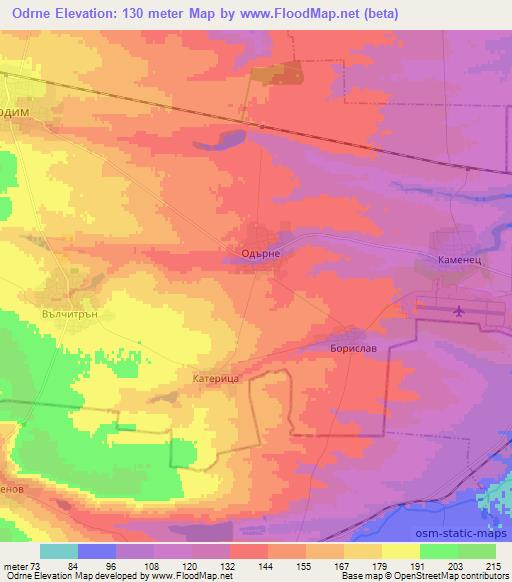 Odrne,Bulgaria Elevation Map