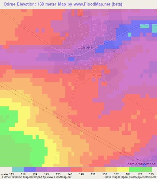 Odrne,Bulgaria Elevation Map