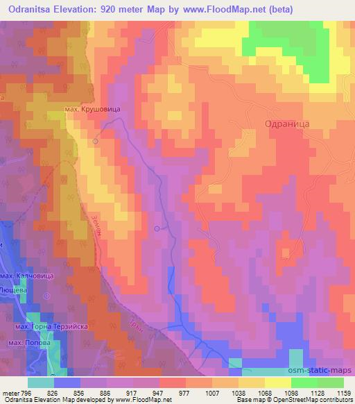 Odranitsa,Bulgaria Elevation Map