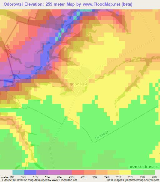 Odorovtsi,Bulgaria Elevation Map
