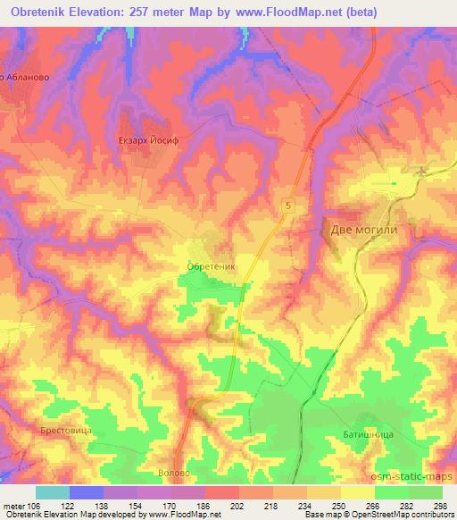 Obretenik,Bulgaria Elevation Map
