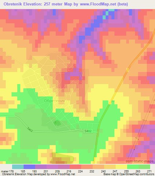 Obretenik,Bulgaria Elevation Map