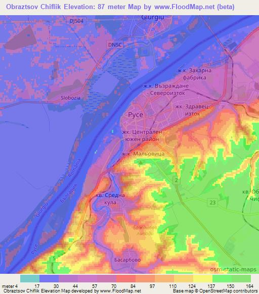 Obraztsov Chiflik,Bulgaria Elevation Map