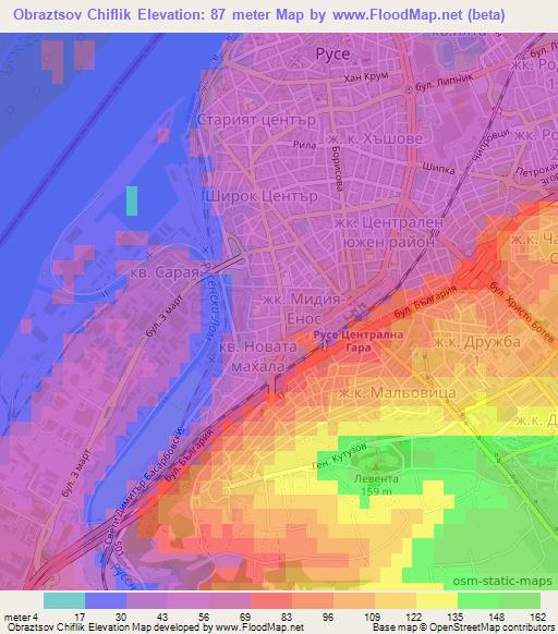 Obraztsov Chiflik,Bulgaria Elevation Map