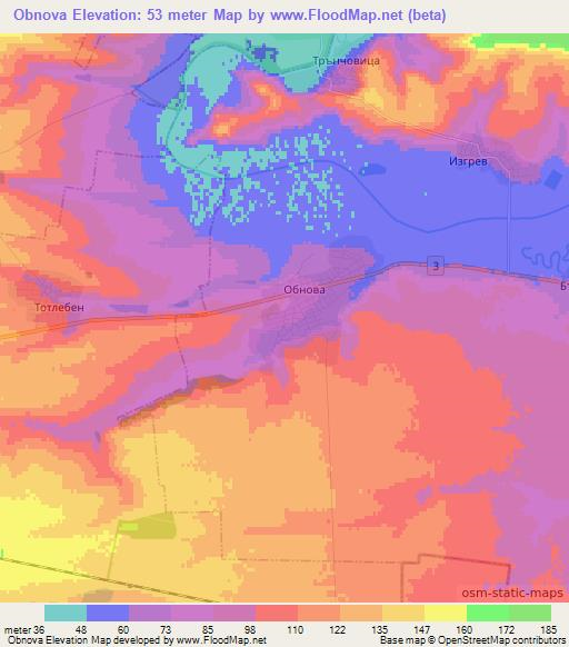 Obnova,Bulgaria Elevation Map