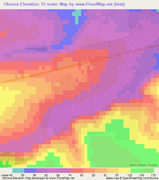 Obnova,Bulgaria Elevation Map