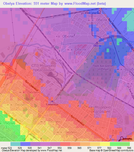 Obelya,Bulgaria Elevation Map