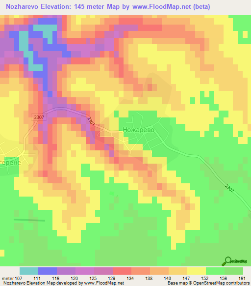 Nozharevo,Bulgaria Elevation Map