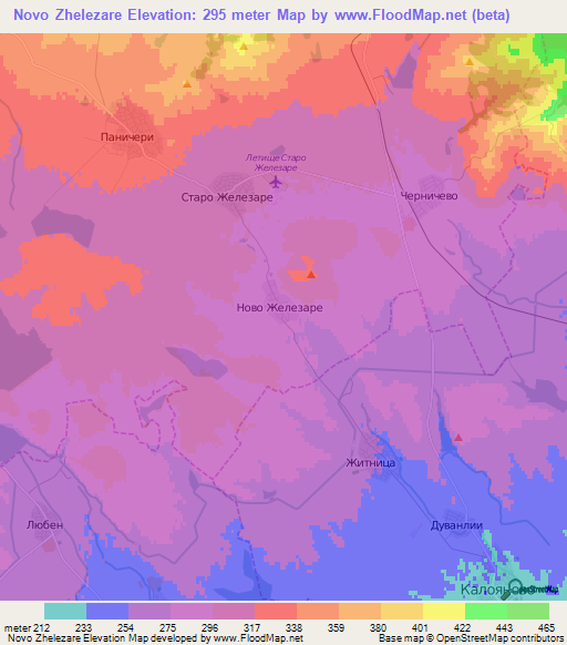Novo Zhelezare,Bulgaria Elevation Map