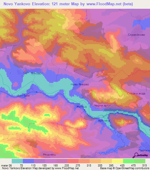 Novo Yankovo,Bulgaria Elevation Map