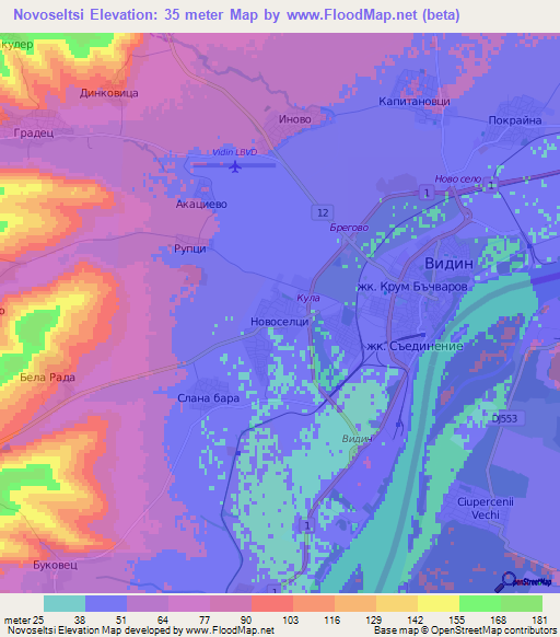 Novoseltsi,Bulgaria Elevation Map