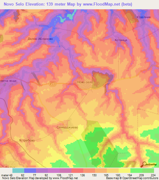 Novo Selo,Bulgaria Elevation Map