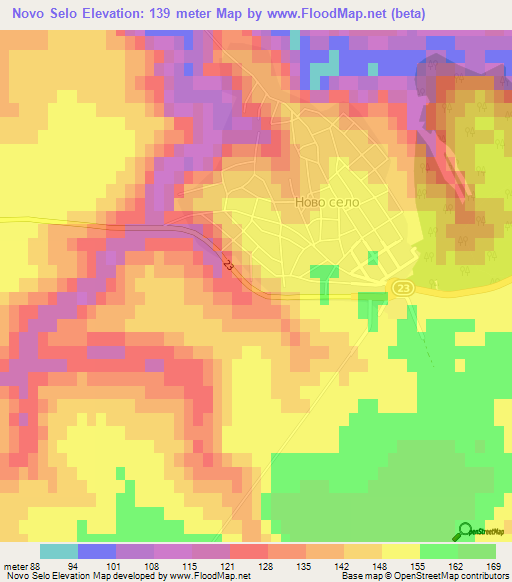 Novo Selo,Bulgaria Elevation Map