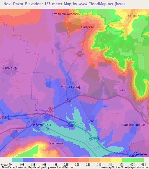 Novi Pazar,Bulgaria Elevation Map