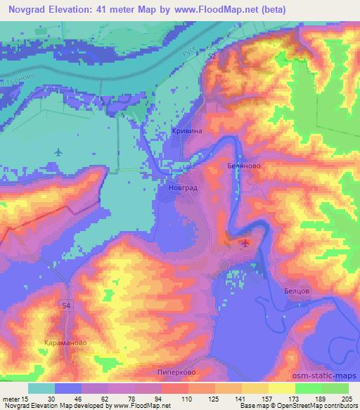 Novgrad,Bulgaria Elevation Map