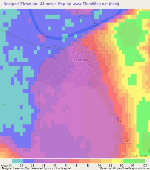 Novgrad,Bulgaria Elevation Map