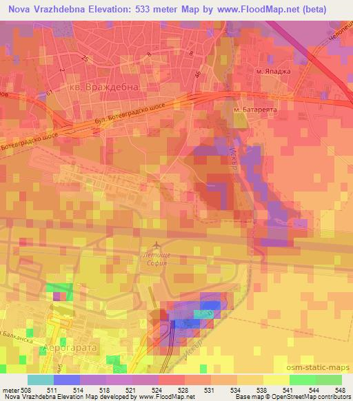 Nova Vrazhdebna,Bulgaria Elevation Map