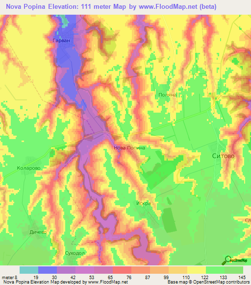 Nova Popina,Bulgaria Elevation Map