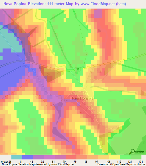 Nova Popina,Bulgaria Elevation Map