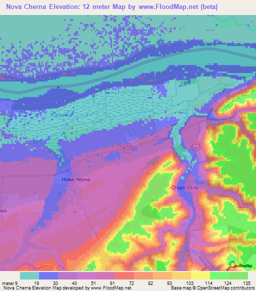 Nova Cherna,Bulgaria Elevation Map