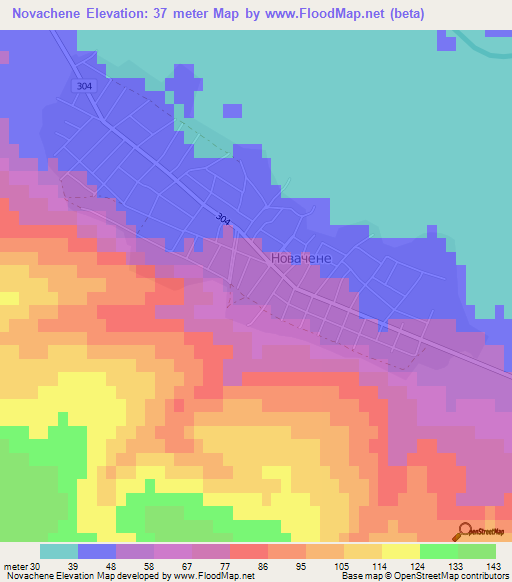 Novachene,Bulgaria Elevation Map