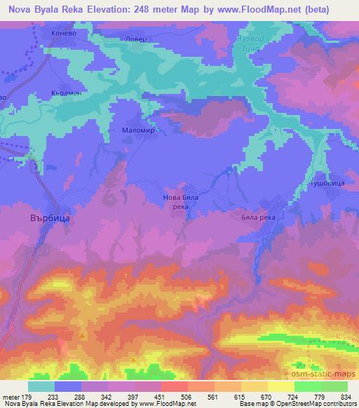 Nova Byala Reka,Bulgaria Elevation Map