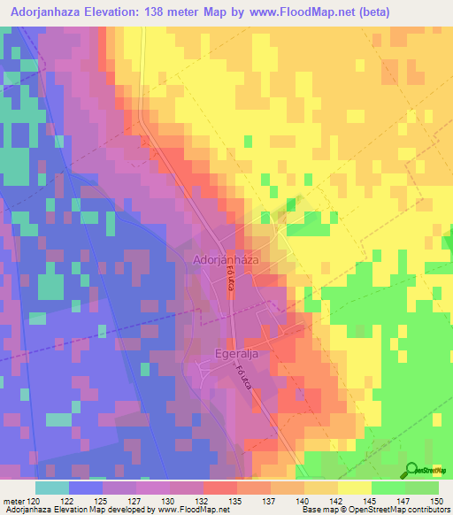 Adorjanhaza,Hungary Elevation Map