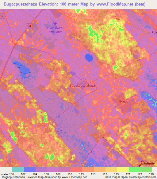Bugacpusztahaza,Hungary Elevation Map