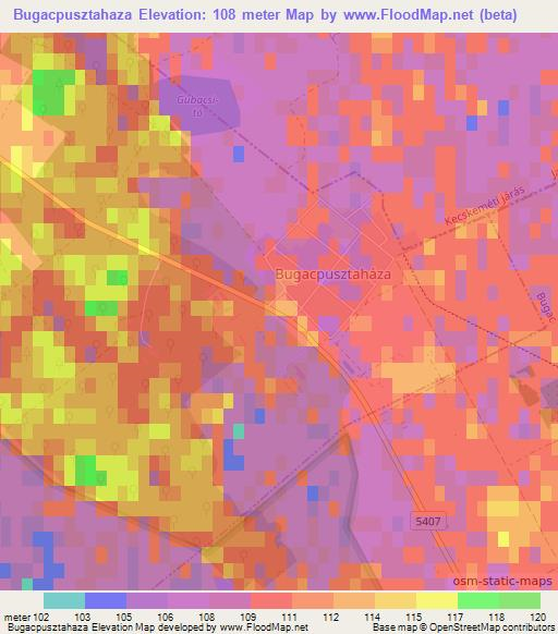 Bugacpusztahaza,Hungary Elevation Map