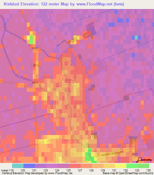 Kisfalud,Hungary Elevation Map