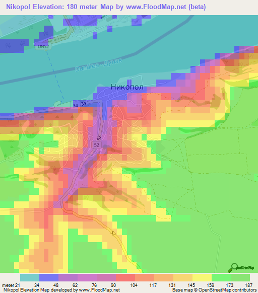 Nikopol,Bulgaria Elevation Map