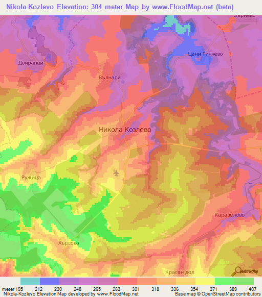 Nikola-Kozlevo,Bulgaria Elevation Map