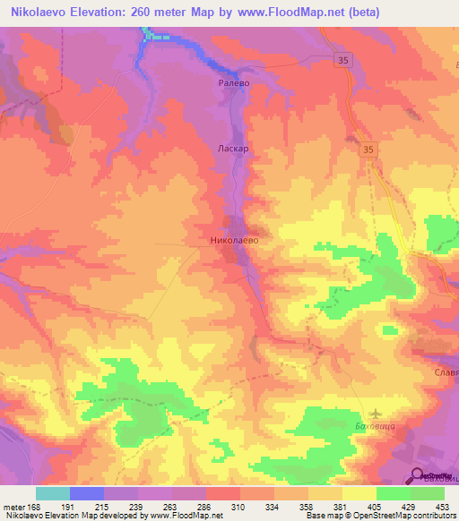 Nikolaevo,Bulgaria Elevation Map