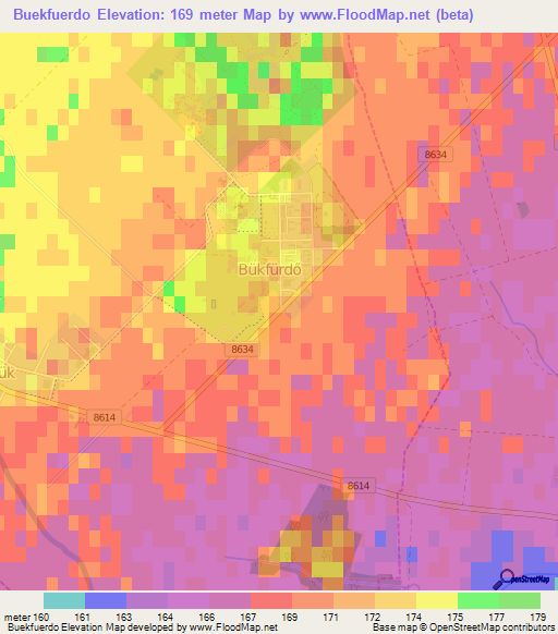 Buekfuerdo,Hungary Elevation Map