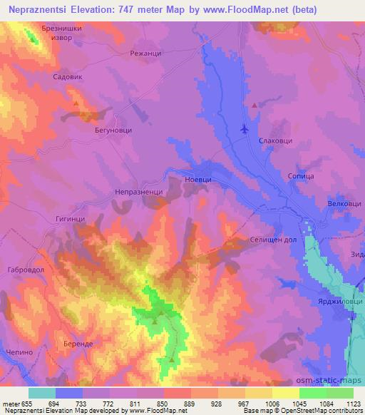 Nepraznentsi,Bulgaria Elevation Map