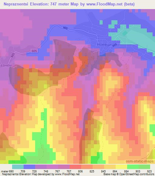 Nepraznentsi,Bulgaria Elevation Map