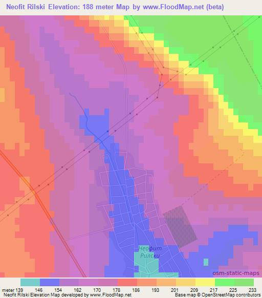 Neofit Rilski,Bulgaria Elevation Map