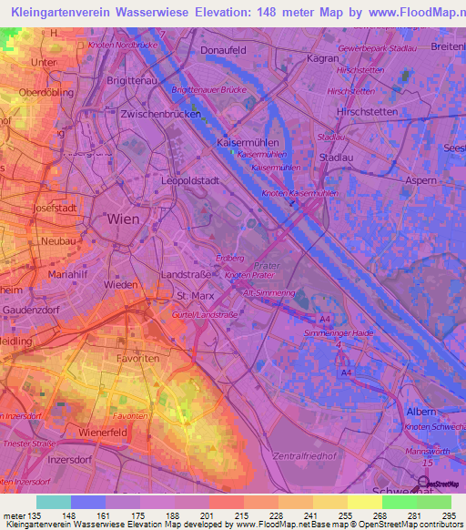 Kleingartenverein Wasserwiese,Austria Elevation Map