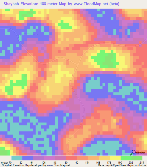 Shaybah,Saudi Arabia Elevation Map