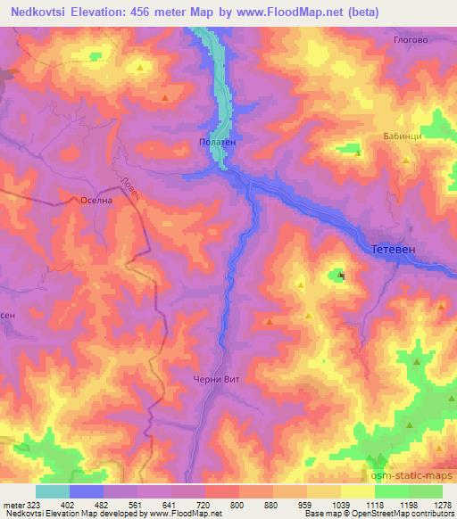 Nedkovtsi,Bulgaria Elevation Map