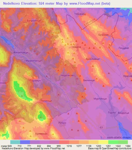 Nedelkovo,Bulgaria Elevation Map