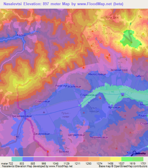 Nasalevtsi,Bulgaria Elevation Map