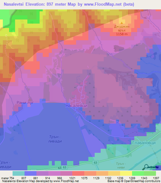 Nasalevtsi,Bulgaria Elevation Map